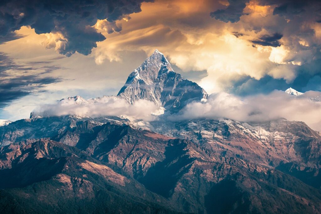 landscape, mountain, clouds